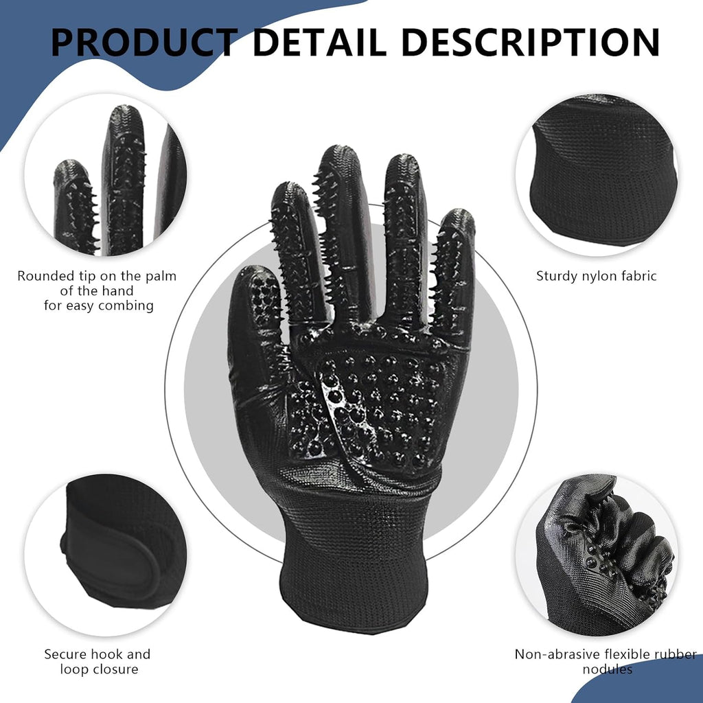 2Pcs Pet De-Shedding Gloves + 1Pcs Pet Flea Comb Dog Cat Universal Bath Massage Brush De Shedding Gloves Clean De-Shedding Comb Left and Right Hand Universal