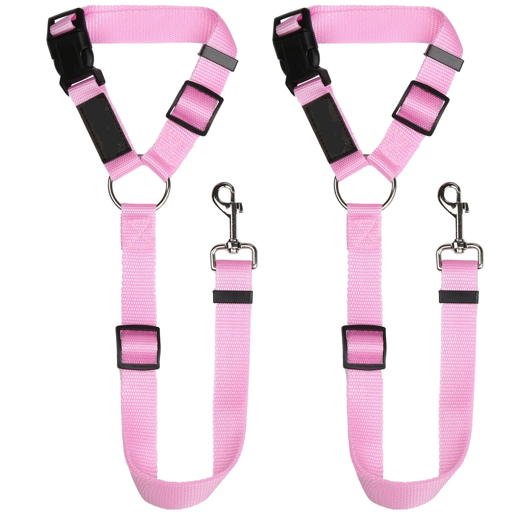 Adjustable Dog Car Seat Belt Restraint – 2 Pack Headrest Safety Leash for Pets
