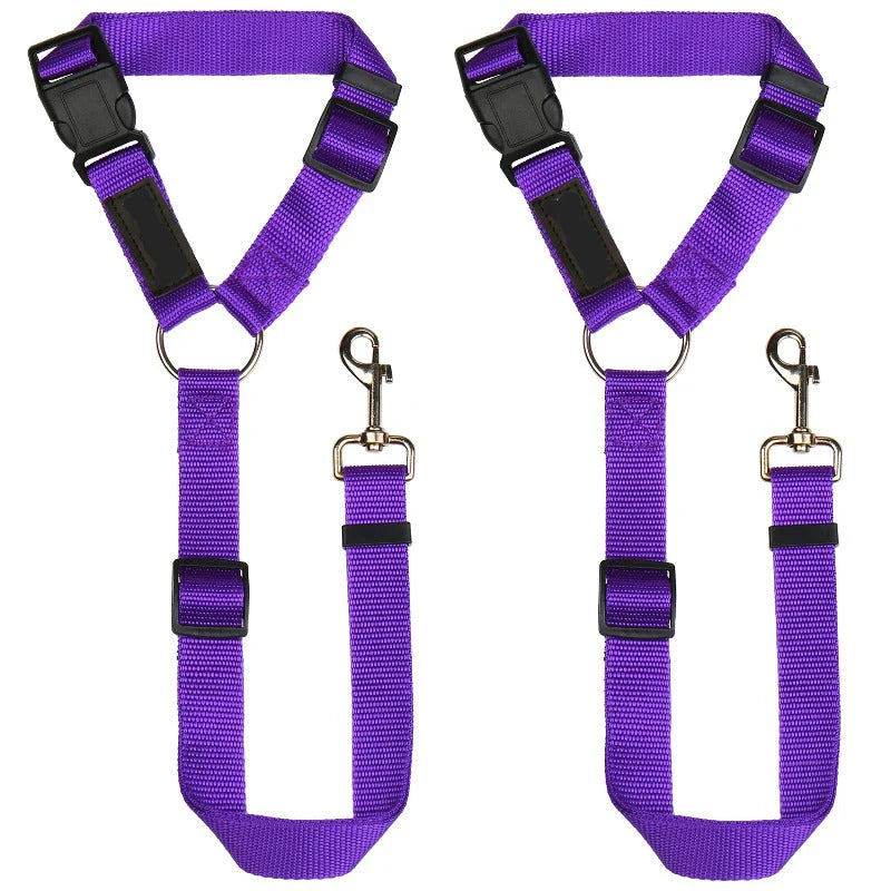 Adjustable Dog Car Seat Belt Restraint – 2 Pack Headrest Safety Leash for Pets