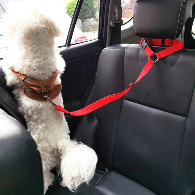 Adjustable Dog Car Seat Belt Restraint – 2 Pack Headrest Safety Leash for Pets