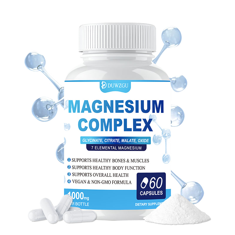 Magnesium Complex Supplement with Glycinate Citrate, Malate Oxide, Supports Bone, Muscle Digestive Health, Vegan Non-Gmo, 60 Capsules
