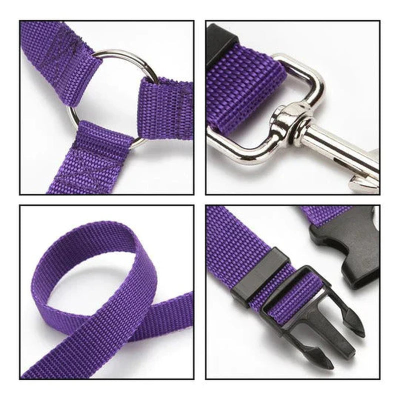 Adjustable Dog Car Seat Belt Restraint – 2 Pack Headrest Safety Leash for Pets